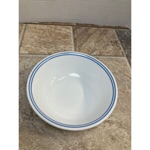 Corelle by Corning Bowl‎ White Blue Stripe Pattern 7 Inch Diameter